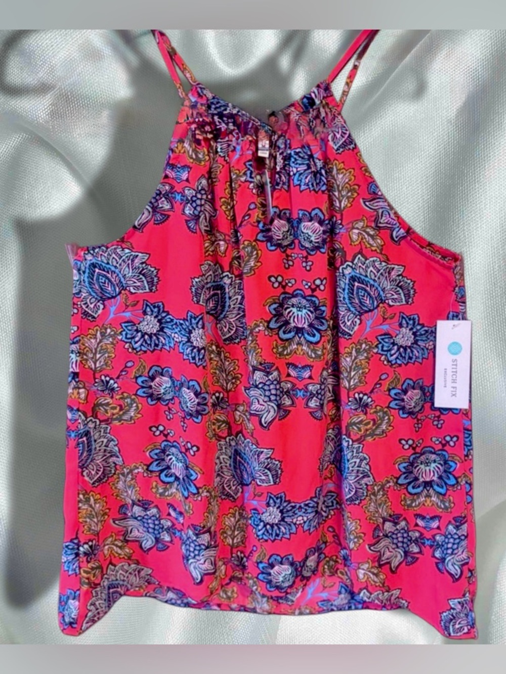 Stitch Fix Collective Concepts NWT Vibrant Red and Blue Paisley Tank Top size M